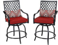 PHI VILLA Outdoor Swivel Bar Stools Set of 2, Counter Height Patio Chairs by PHIVILLAThepioneerofcomfortablehouseholdsupplies