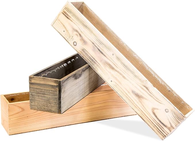 20" Rectangular Rustic Wood Planter - Image 3