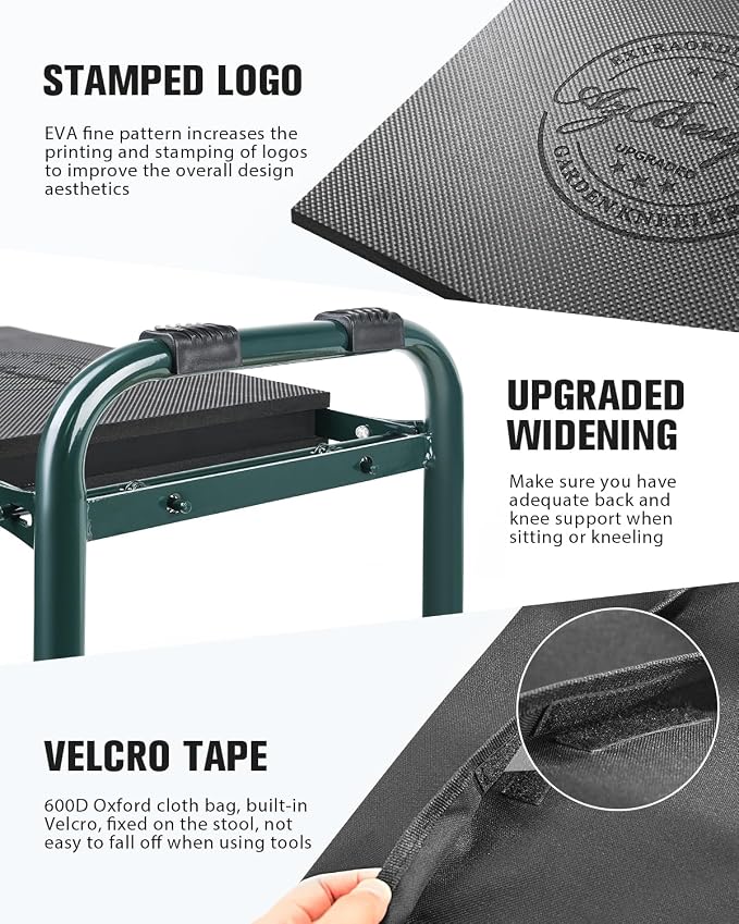Garden Kneeler and Seat Heavy Duty, Upgraded Foldable Gardening Stool - Image 5