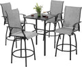 NUU GARDEN 5 Piece Patio Swivel Bar Set, All-Weather Textilene High Bistro by NUUGARDENCORPORATION