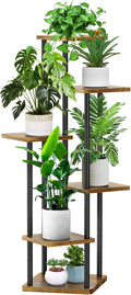 6 Tier Wood Tall Plant Stand Metal Rack Indoor, Planter Shelf Display Rack by YOCOMEY
