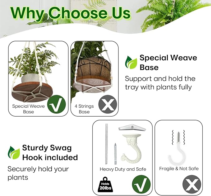 2 Tier Macrame Plant Hanger | Plant Hanger Indoor, Hanging Planter | Hanging - Image 5
