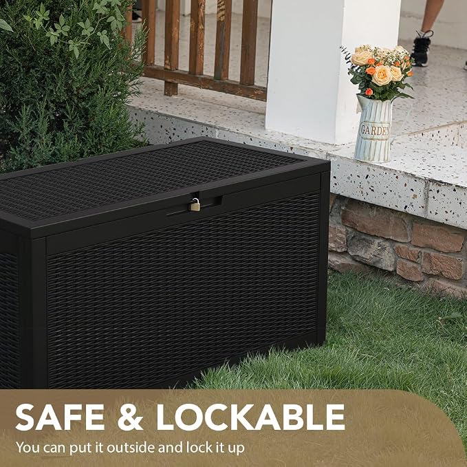 Devoko 95 Gallon Deck Box Large Resin Outdoor Storage Box, Waterproof and UV - Image 5