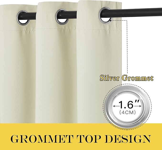 NICETOWN Beige Blackout Sliding Door Curtains - Image 2