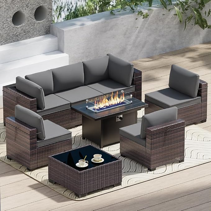 Outdoor Terrace Furniture Set, 8 Piece Outdoor Furniture Set, by ASJMR