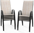 VINGLI Patio Chairs Set of 8 – Stackable Outdoor Dining Chairs by VINGLI