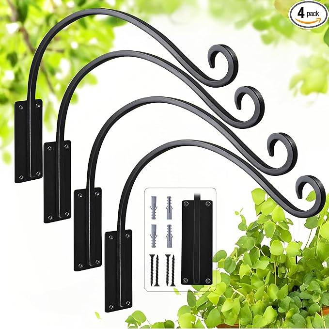16 Inch Plant Hangers Outdoor 4 Pack, Plant Hanging Hook Bracket by GESTONE