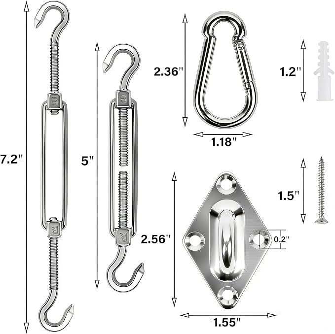YOFIT 40 Pcs Shade Sail Hardware Kit, 5 Inch Outdoor Sun Sail Accessories - Image 2