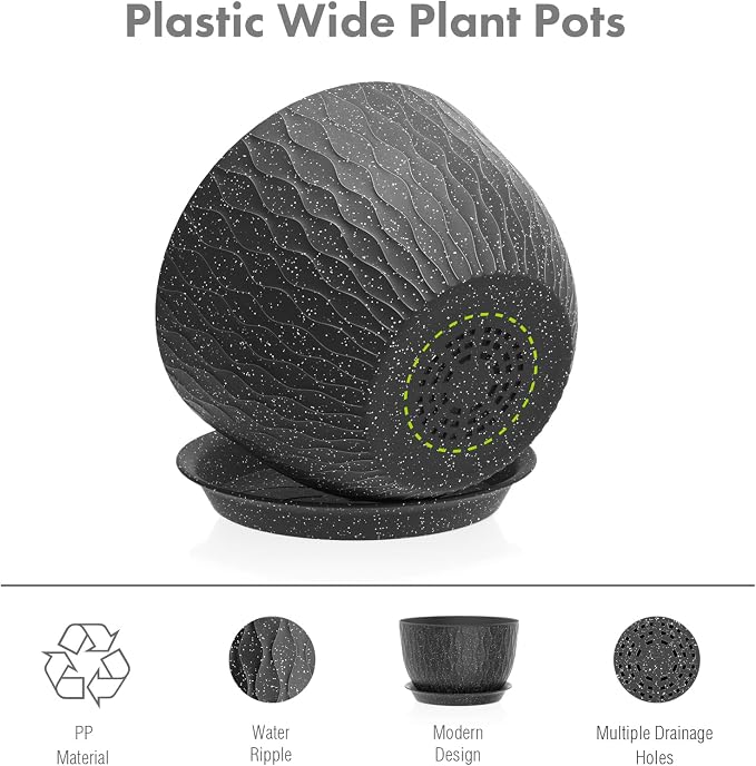 12/10/9 inch Large Flower Pots, 3 Set Big Plant Pots - Image 4