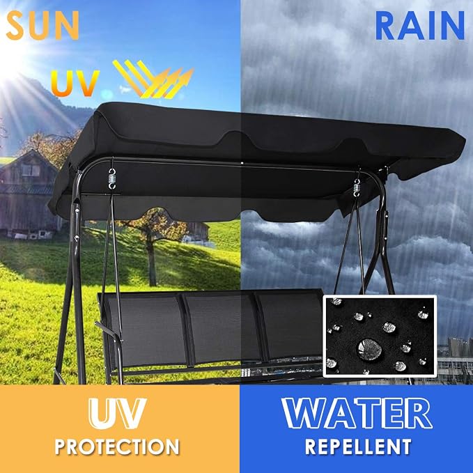 TANGKULA 3 Person Patio Swing, Steel Frame - Image 7