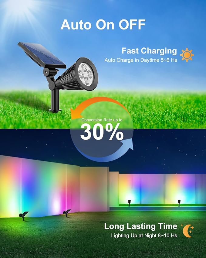 4 Pack Color Change Solar Spotlights Outdoor - Image 5