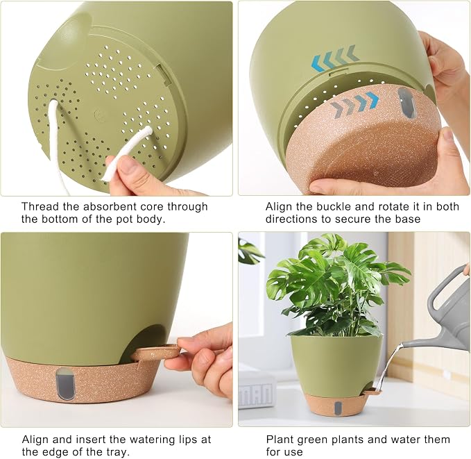 Plant Pots, 12/10/9/8/ Inch Large Plastic Self Watering Flower Pots Indoor - Image 4