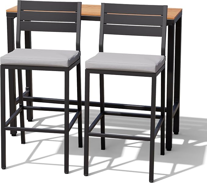 Crestlive Products Outdoor Bar Table and Chairs Set, 3 Piece Outside Patio Bar - Image 9