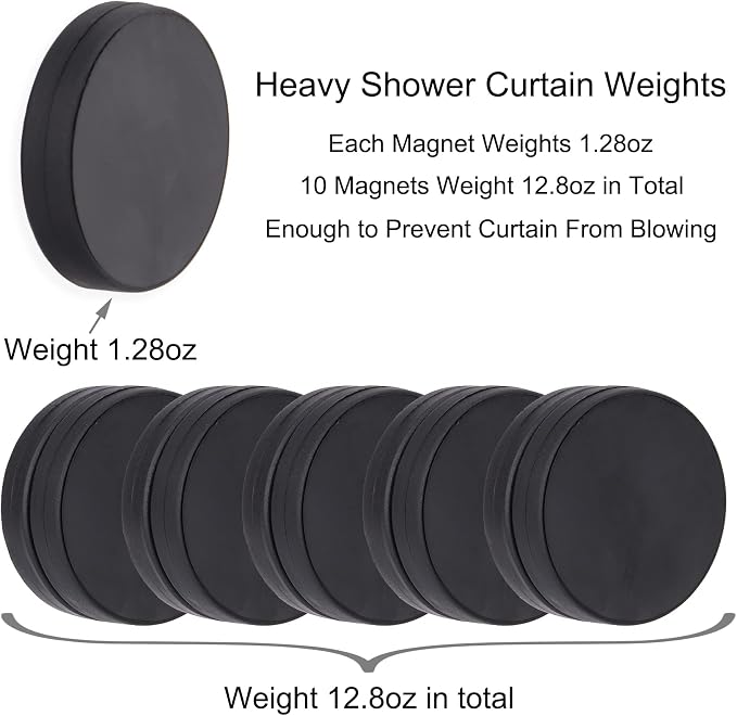 Magnetic Shower Curtain Weights, Rubber Covered Heavy Duty Weights, Prevent - Image 6