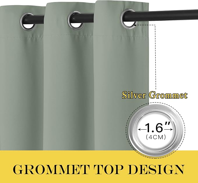 NICETOWN Blackout Sage Green Curtain 84 inch Length - Image 3
