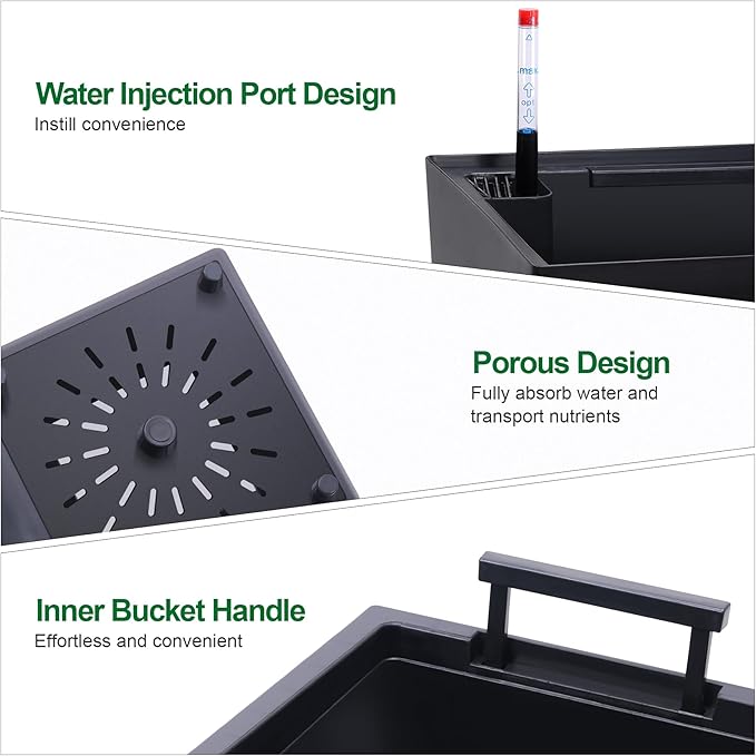 Garvee 22.5" Tall Planters Set of 2, Outdoor＆Indoor Black Planter Pots - Image 5