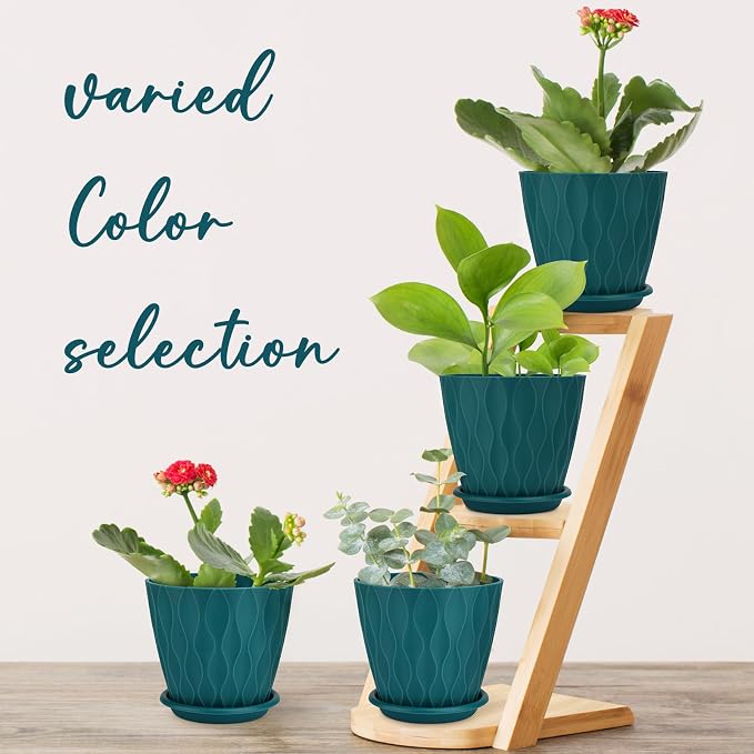6 inch Plant Pots, 5 Pack Flower Pots Outdoor Indoor, Planters - Image 6