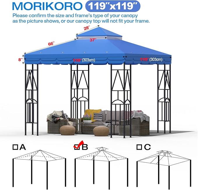 10x10 Canopy Replacement Top Double Tiered Gazebo Cover - Image 2