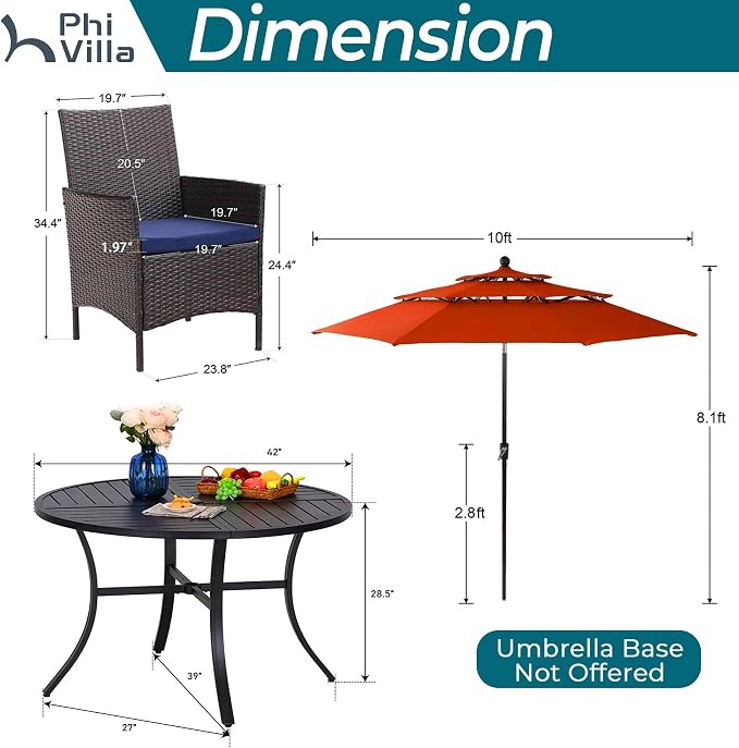 PHI VILLA 5 Piece Outdoor Dining Set - Image 9