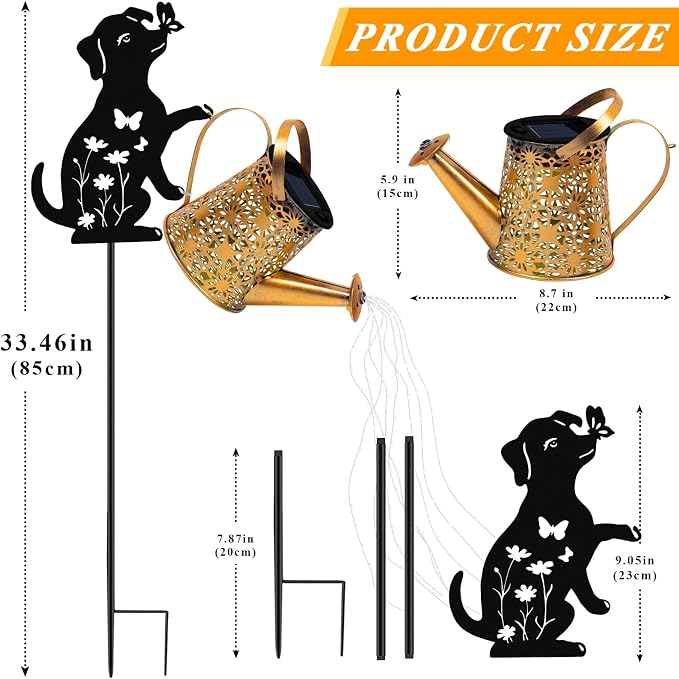 Solar Lights Outdoor Decorative, Watering Can - Image 6