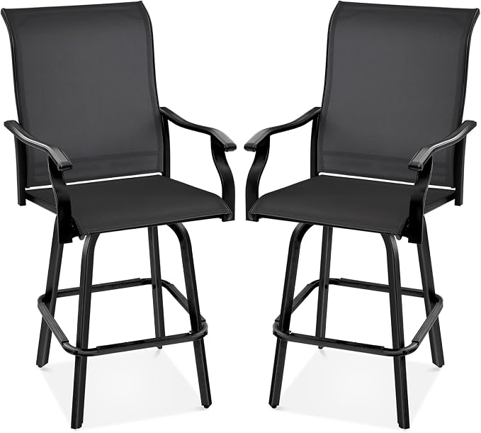 Best Choice Products Set of 2 Swivel Barstools, Bar Height Outdoor Chairs by BestChoiceProducts