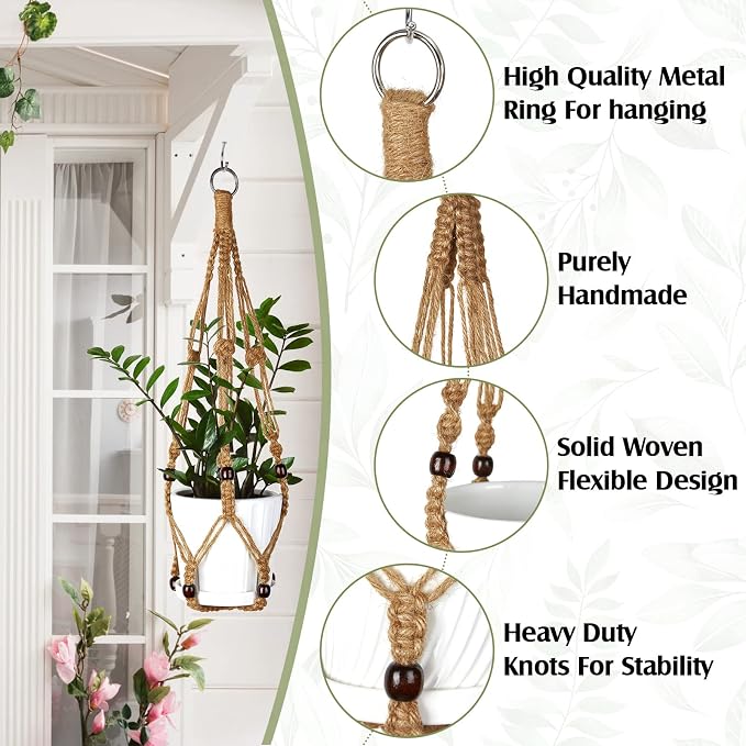 Hoteam 12 Pcs Macrame Plant Hangers Macrame Hanging Planters - Image 4