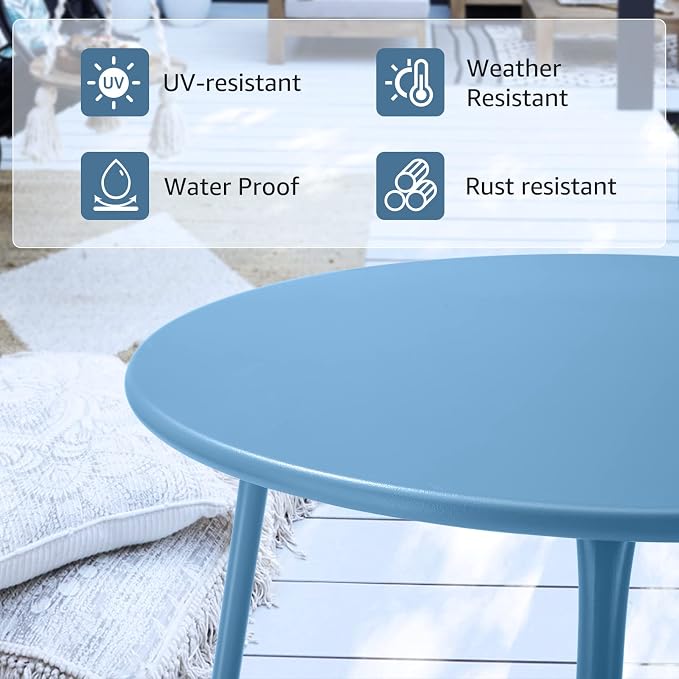 Small Patio Side Table, Round Metal Side Table, Weatherproof, Outdoor End Table - Image 5