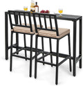 COSTWAY 3 Piece Outdoor Patio Bar Set, Metal Bar Table and Chairs Set by COSTWAY