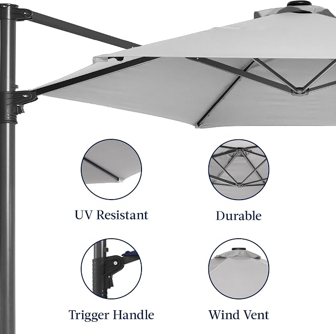 Best Choice Products 10ft Offset Cantilever Hanging Market Patio Umbrella - Image 7