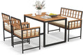 Tangkula 4 Piece Patio Dining Set, Outdoor Wood Dining Furniture W/ 2 Chairs & by TANGKULA