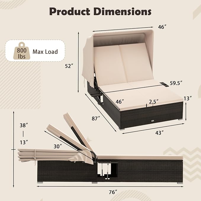 Tangkula Outdoor Rattan Daybed - Image 5
