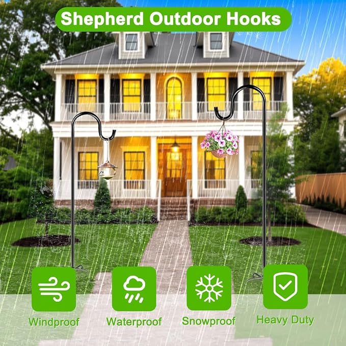 36 Inch Shepherds Hooks for Outdoor, Heavy Duty Bird Feeder Pole - Image 7