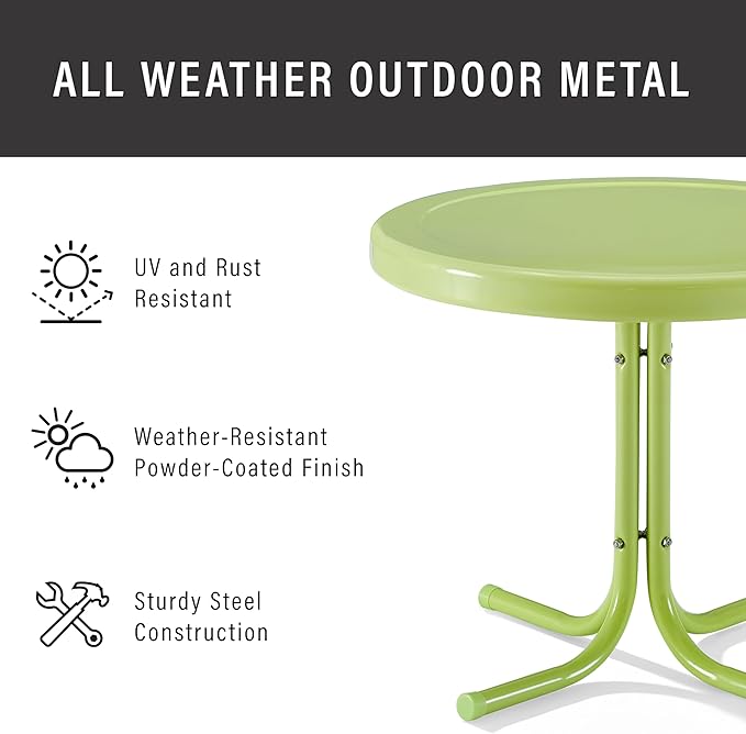 Crosley Furniture Griffith Weather Resistant Retro Metal Outdoor Side Table - Image 5