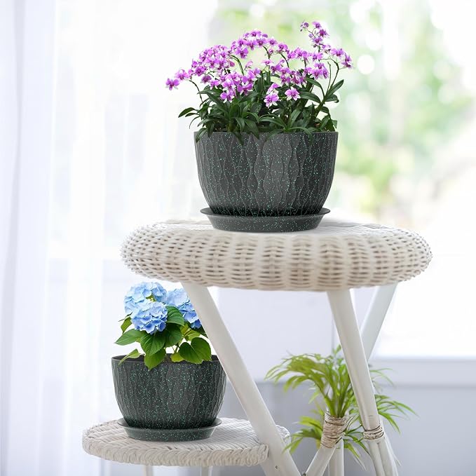 12/10/9 inch Large Plant Pots, 3 Pack Wide Flower Pots - Image 7