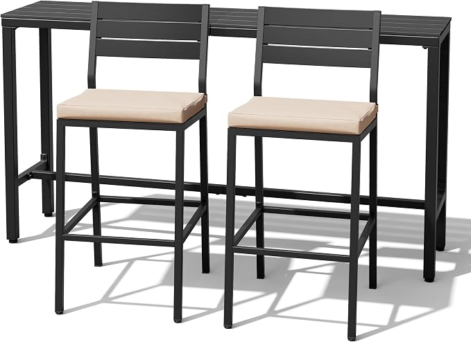 Crestlive Products Outdoor Bar Table and Chairs Set, 3 Piece Outside Patio Bar - Image 9