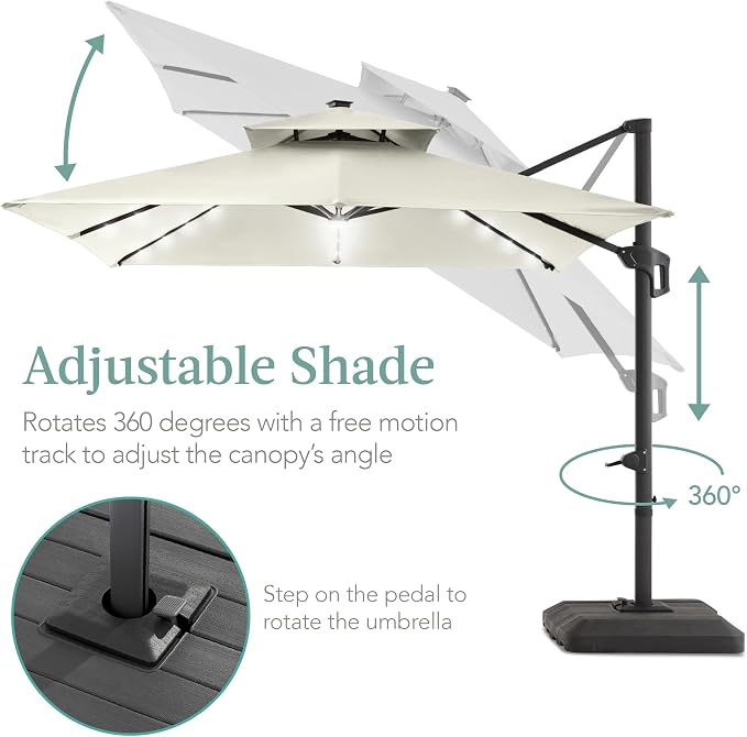 Best Choice Products 10x10ft Cantilever Patio Umbrella w/Base Included - Image 4