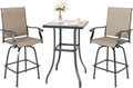 MFSTUDIO 3 Piece Outdoor Swivel Bar Set, Outdoor Bar Table and Chairs Set by MFSTUDIO