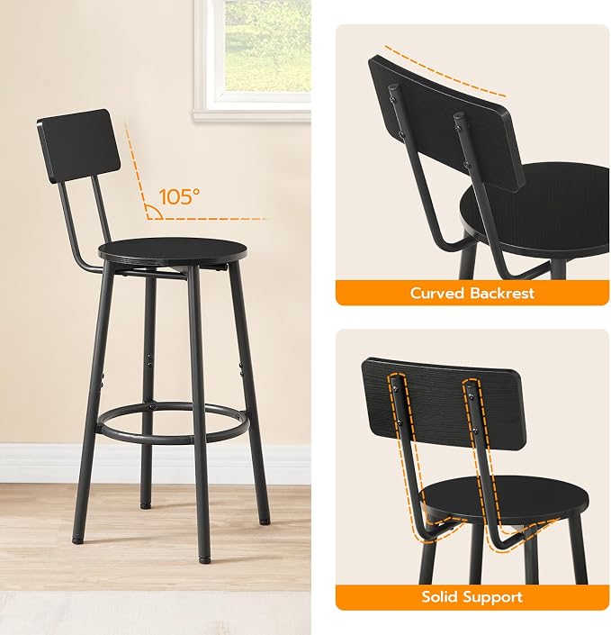 HOOBRO Bar Stools, 25.2" Bar Chairs - Image 6