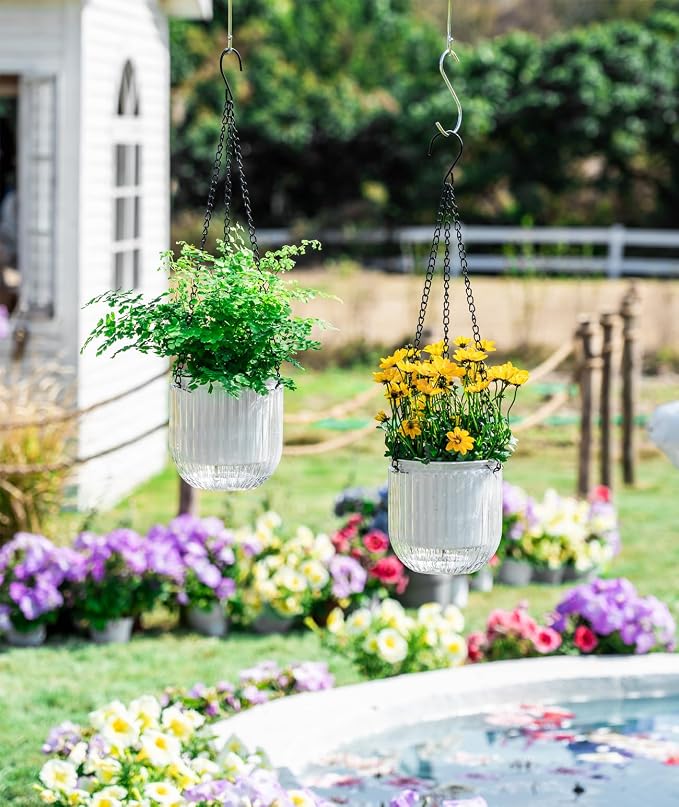 Melphoe 2 Pack Self Watering Hanging Planters Indoor Flower Pots, 5.3 Inch - Image 2