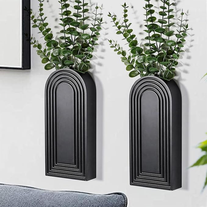 2 Pack Wooden Wall Vase Set by Dnnnii