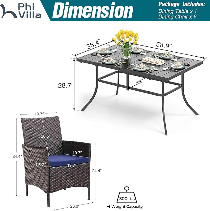 PHI VILLA 7 Piece Outdoor Dining Set - Image 9