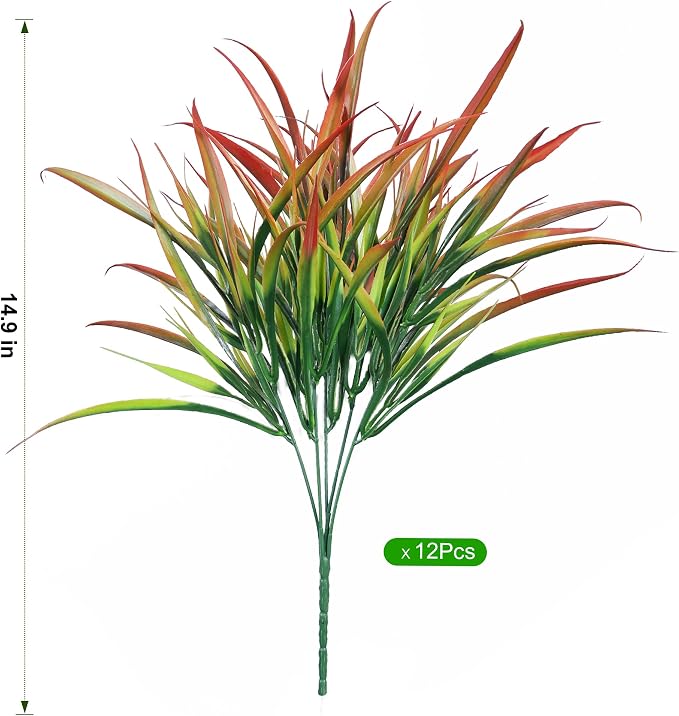 Ivydale 12Pcs Fake Plants Outdoor Artificial Plastic Grass Spring Decoration UV - Image 7