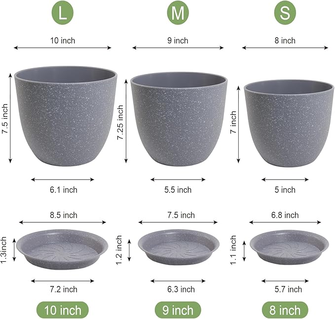 10/9/8 inch Plant Pots, Flower Pots - Image 3