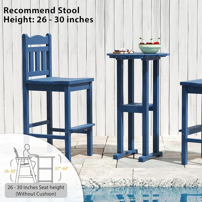 Sundale Outdoor 39 Inches Height Adirondack Bar Table, Patio HDPE Pub Height - Image 6