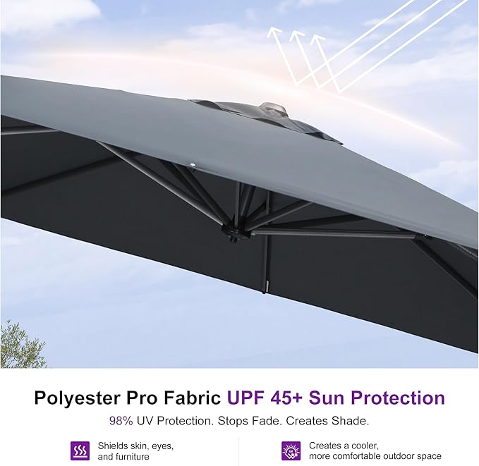 PURPLE LEAF 8'×8' Patio Cantilever Umbrella - Image 6