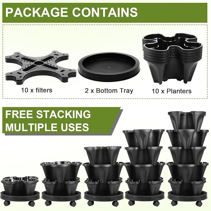 Umigy 2 Set 5 Tier Stackable Planters Vertical Garden Planters - Image 2