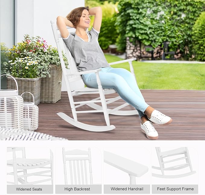 VINGLI Wooden Rocking Chair, Outdoor Chair - Image 5