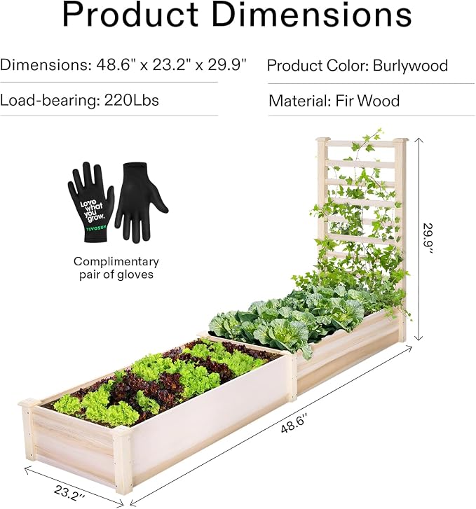VIVOSUN Wooden Raised Garden Bed, Outdoor Wood Planter Box - Image 7