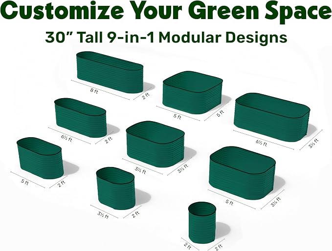9-in-1 Galvanized Raised Garden Beds Outdoor // 8×2×2.5 ft Modular Planter - Image 2