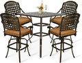 VIVIJASON 5-Piece Bar Height Patio Dining Set, Rust-Free Cast Aluminum Outdoor by VIVIJASON